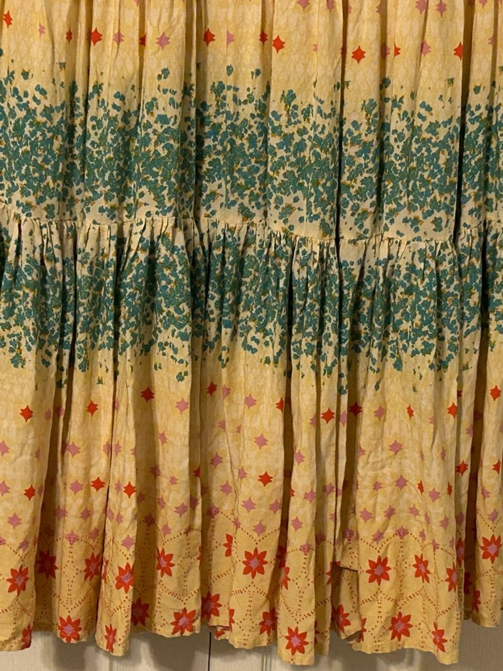 FREE PEOPLE Sz M Floral Pintuck Bodice Tiered Hem RARE FEELING Maxi Dress BOHO - Picture 6 of 12